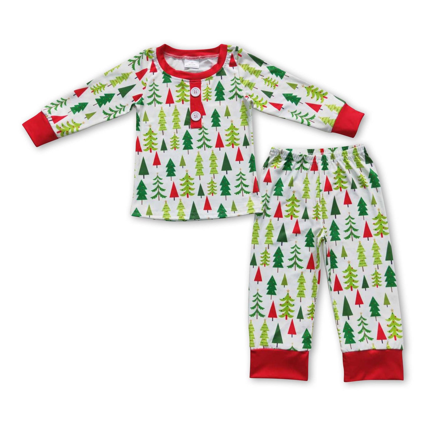 Red Lined Christmas Tree Pajamas