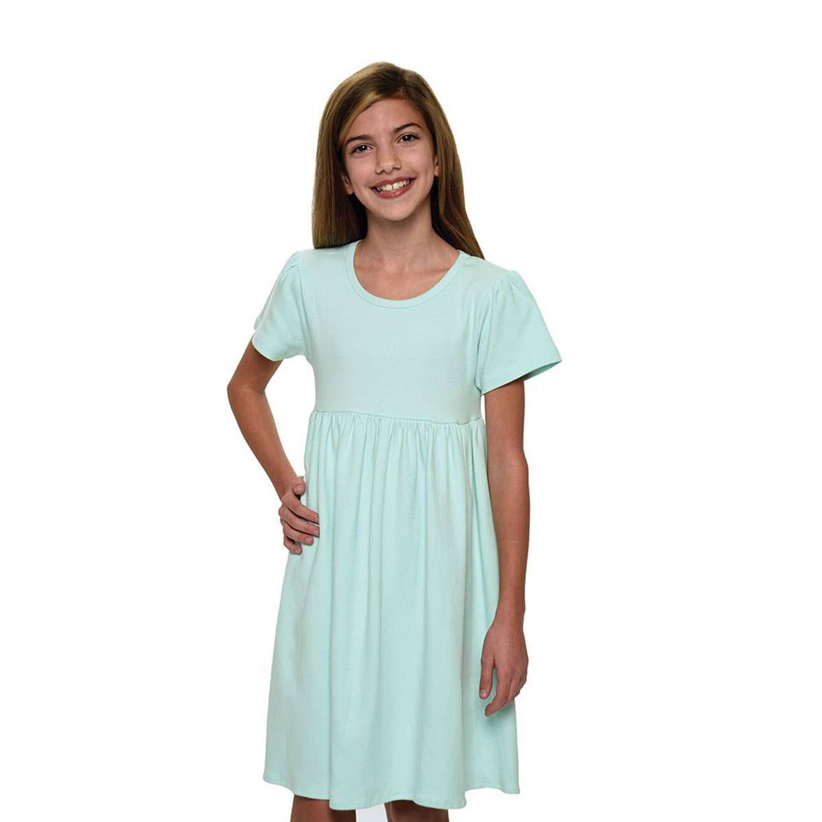 Mint Short Sleeved Empire Dress