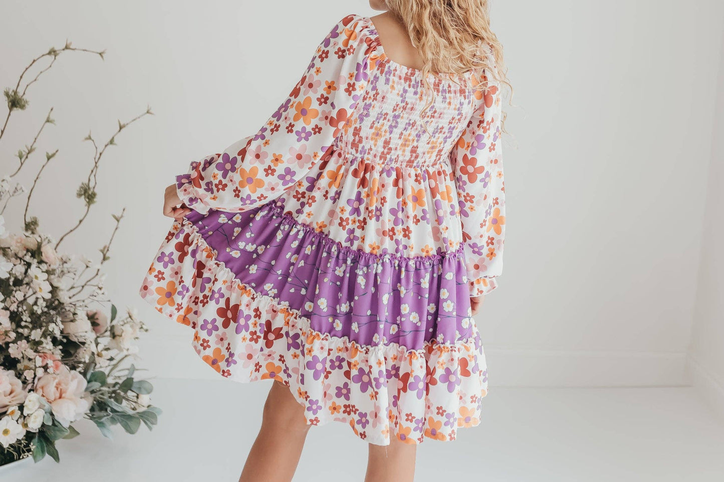 Lavender Flower 3-Tiered Smock