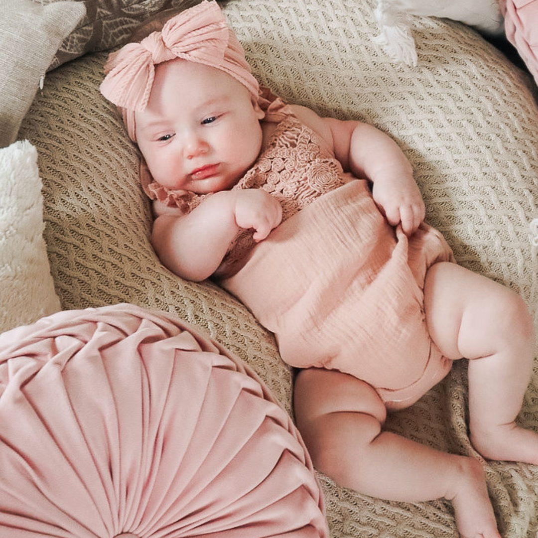 Dusty Rose Crochet Onesie