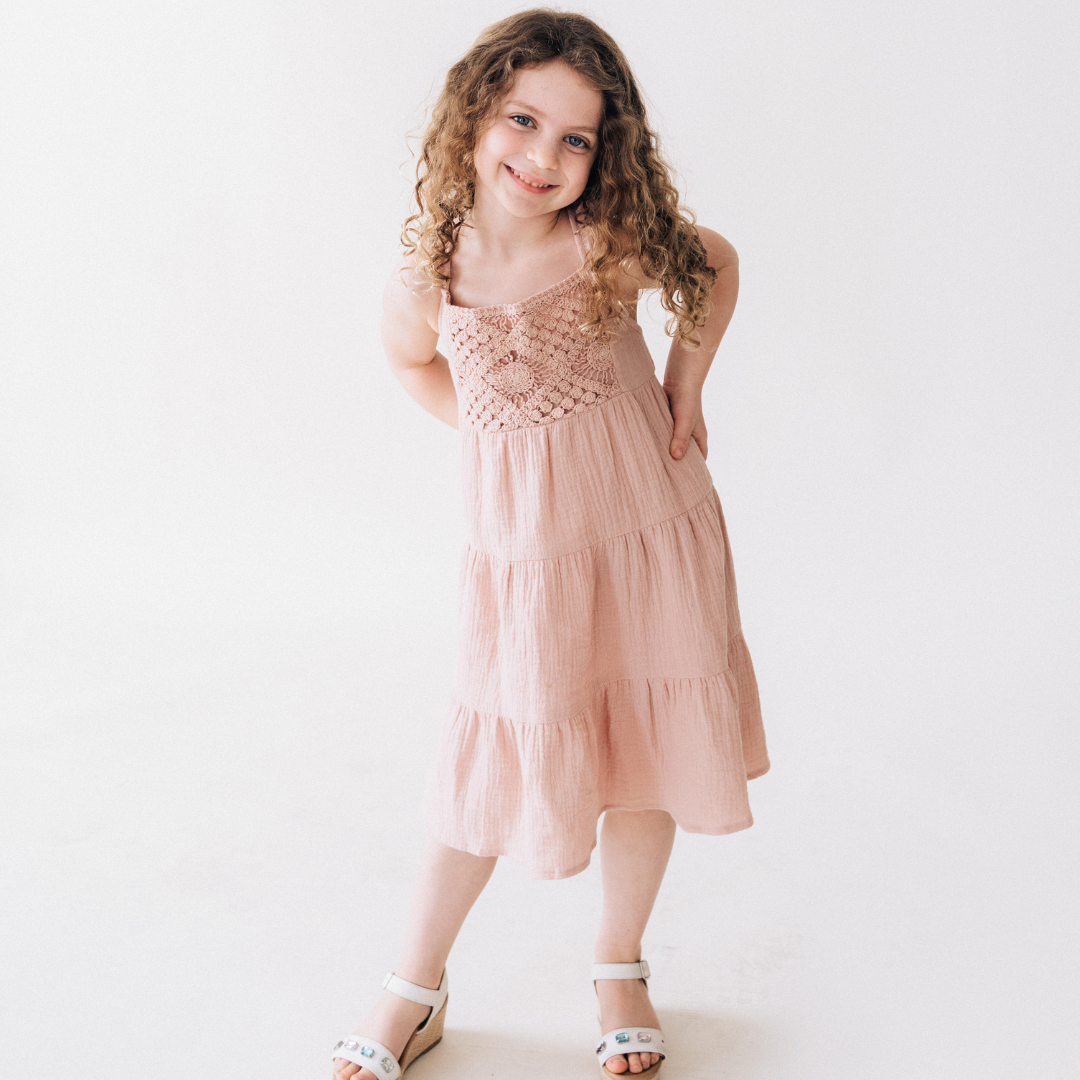 Dusty Rose Crochet Dress