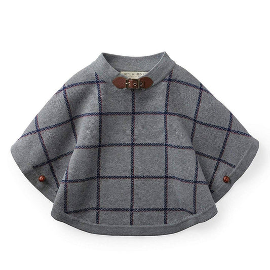 Gray Windowpane Sweater Cape