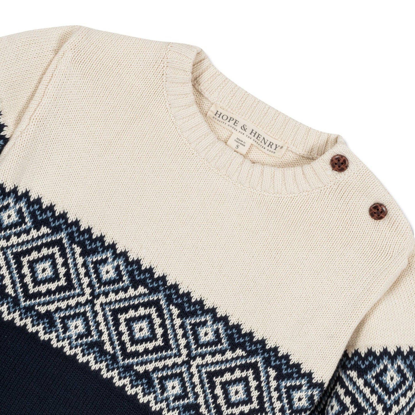 Organic Ski Lodge Intarsia Button Sweater
