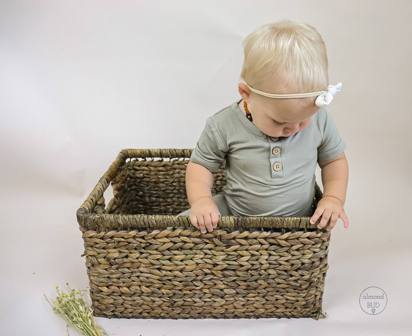 Muted Sage Baby Bamboo Romper