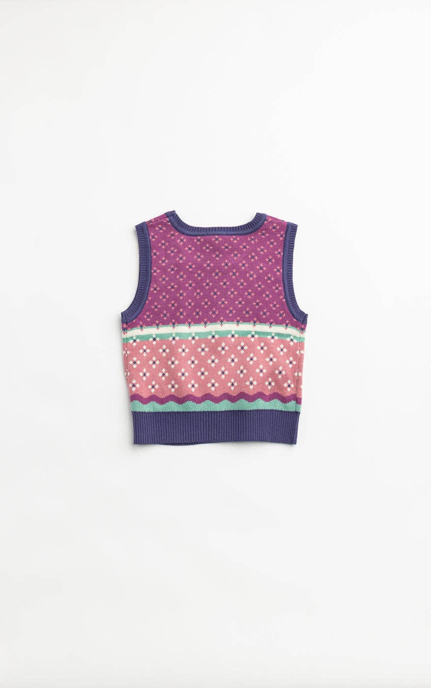 Jewel Tone Intarsia Sweater Vest