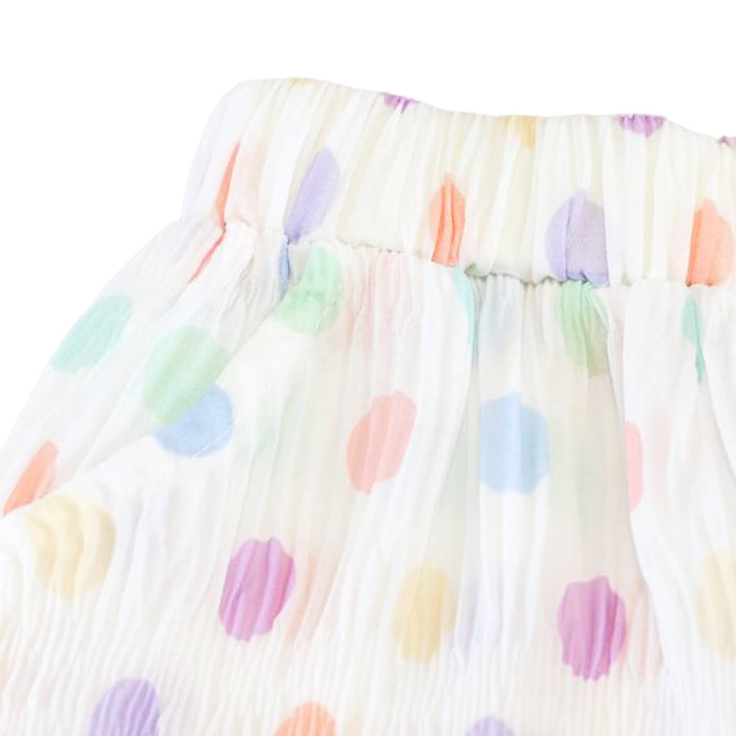 Polka Dot White Chiffon Pleated Pants