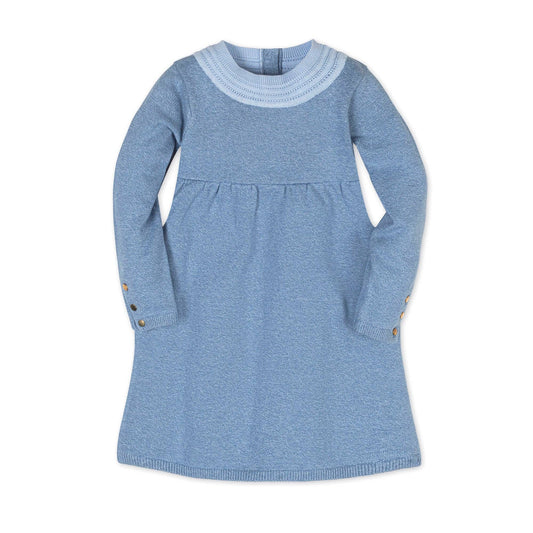 Organic Empire Collar Detail Dress Blue Marl