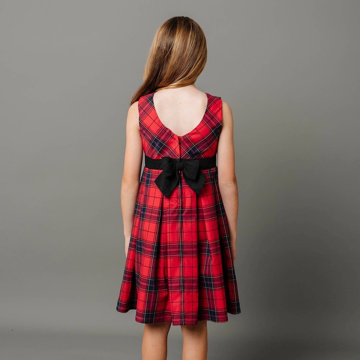 Organic Pleated Red Plaid Dress