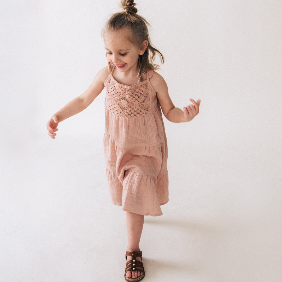 Dusty Rose Crochet Dress