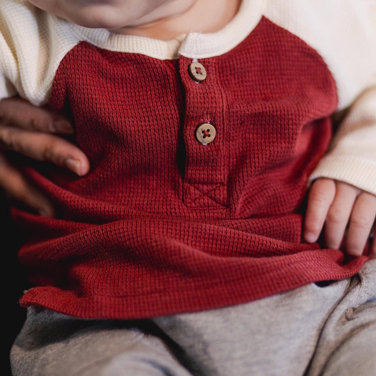 Brick Red Thermal Organic Tee & Pants Set