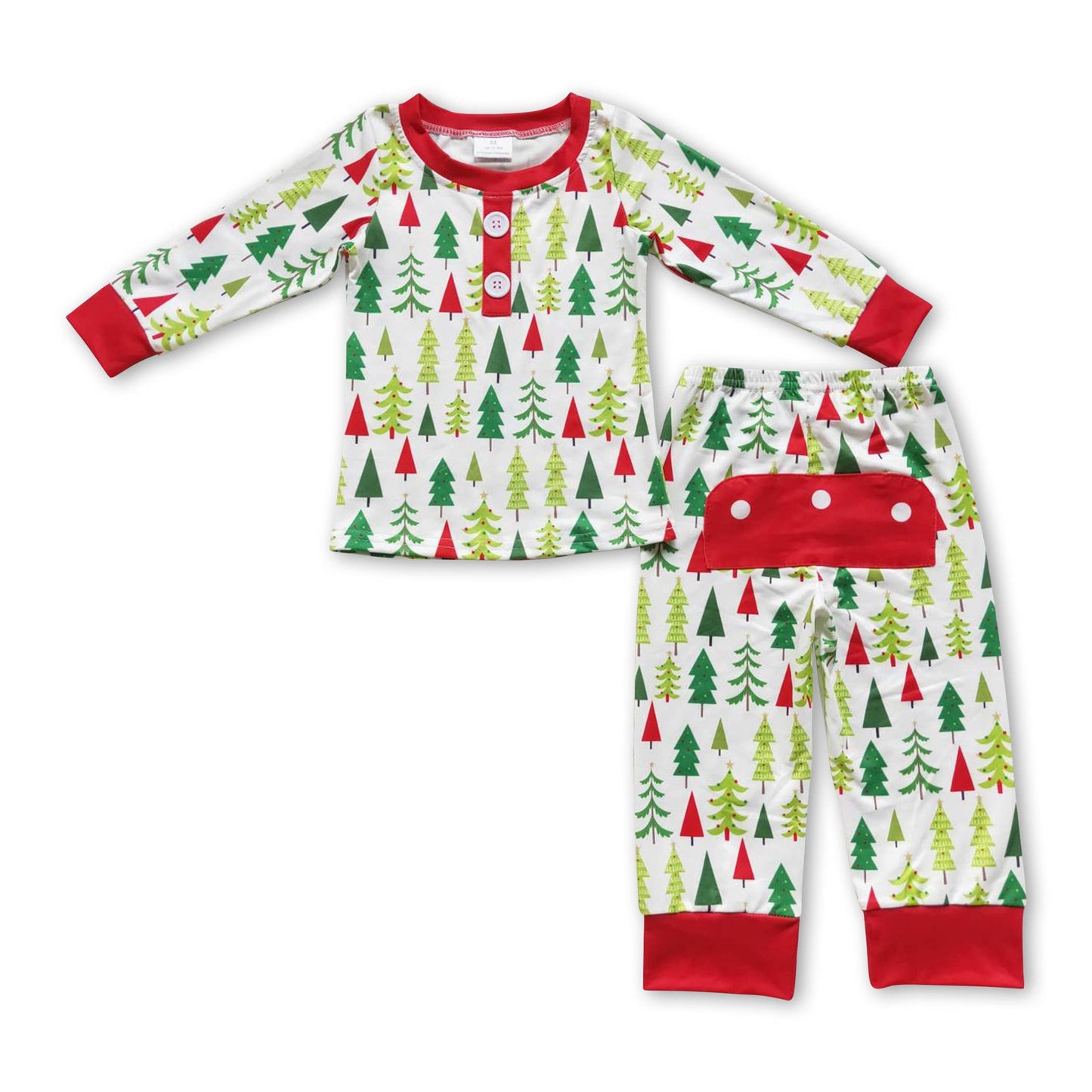 Red Lined Christmas Tree Pajamas