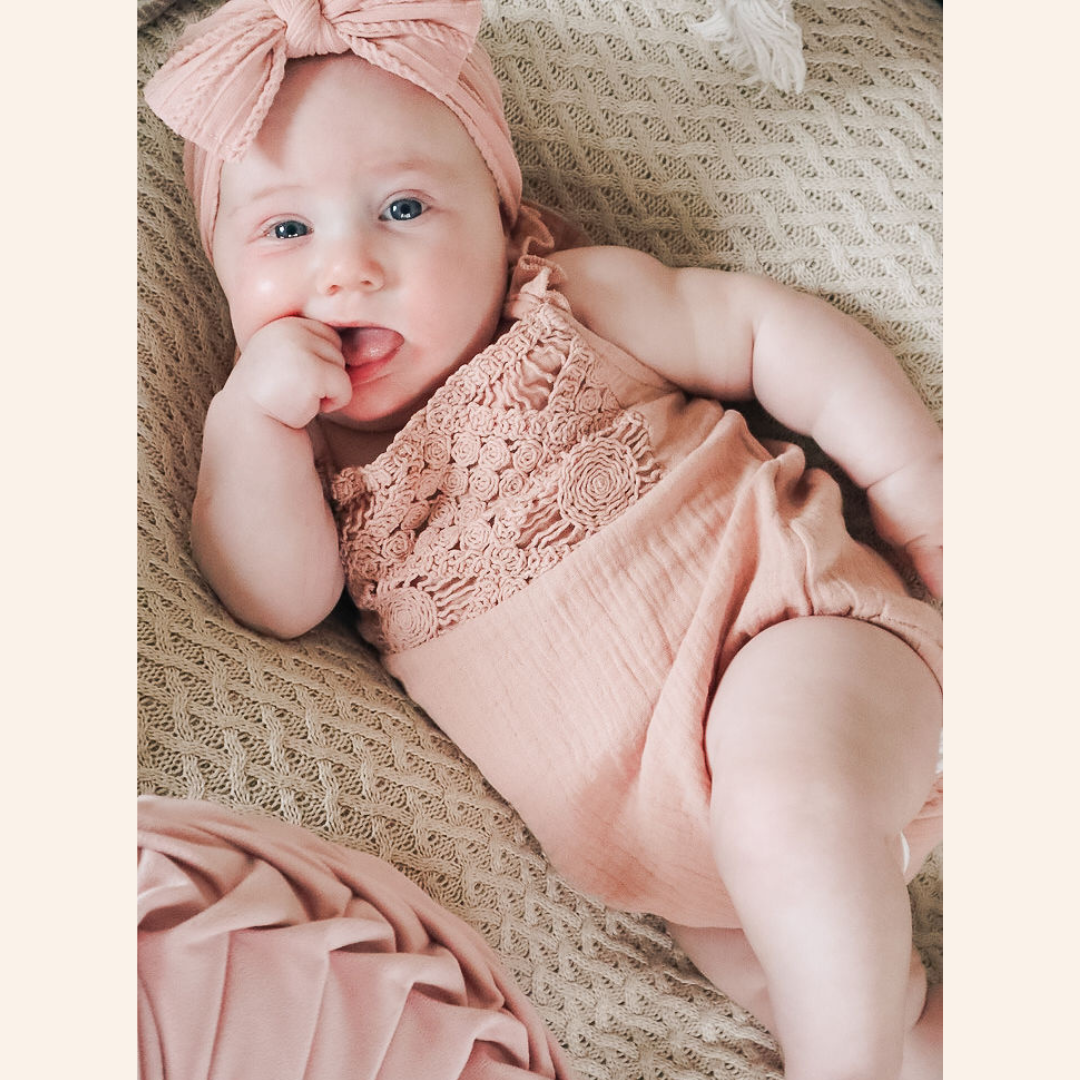 Dusty Rose Crochet Onesie