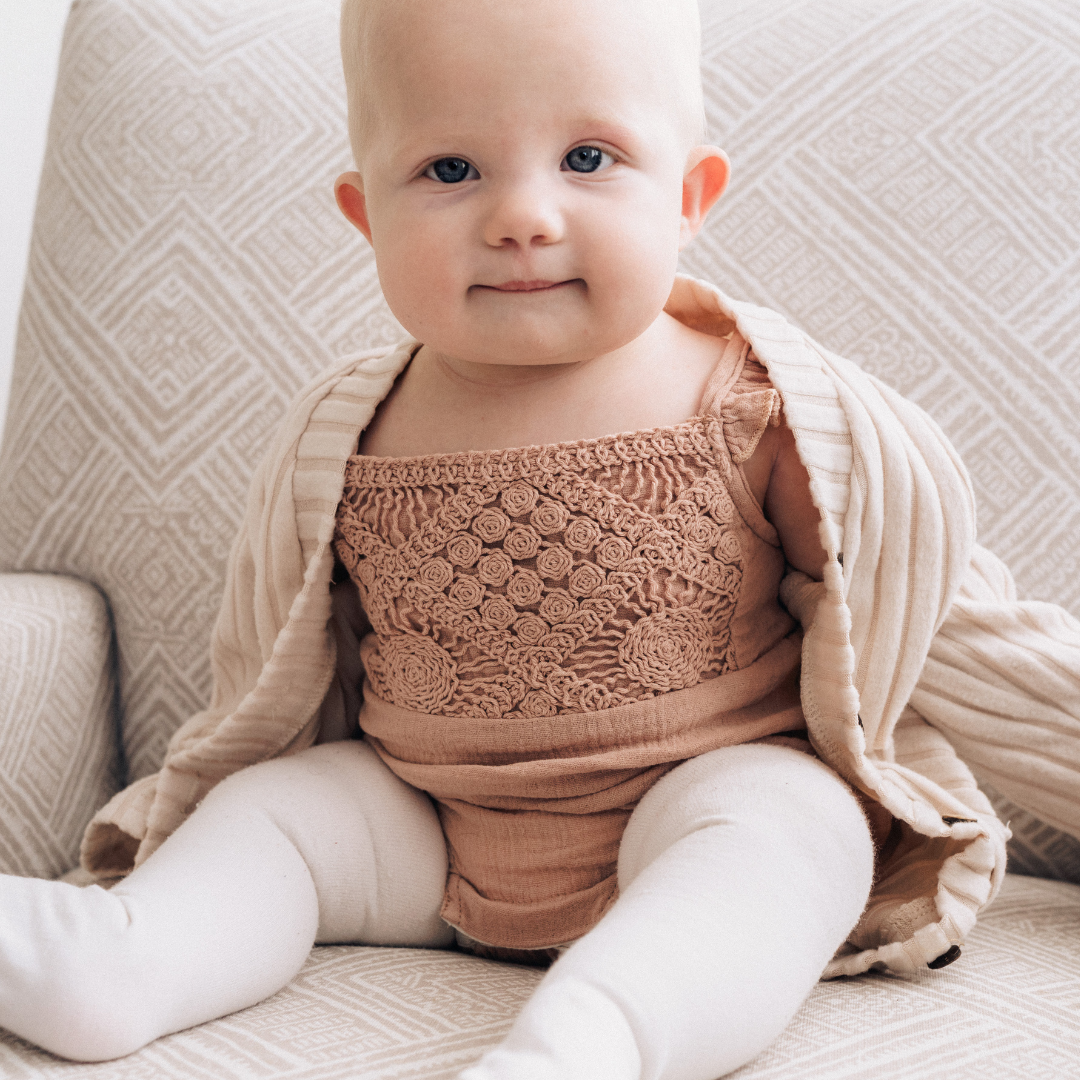 Dusty Rose Crochet Onesie