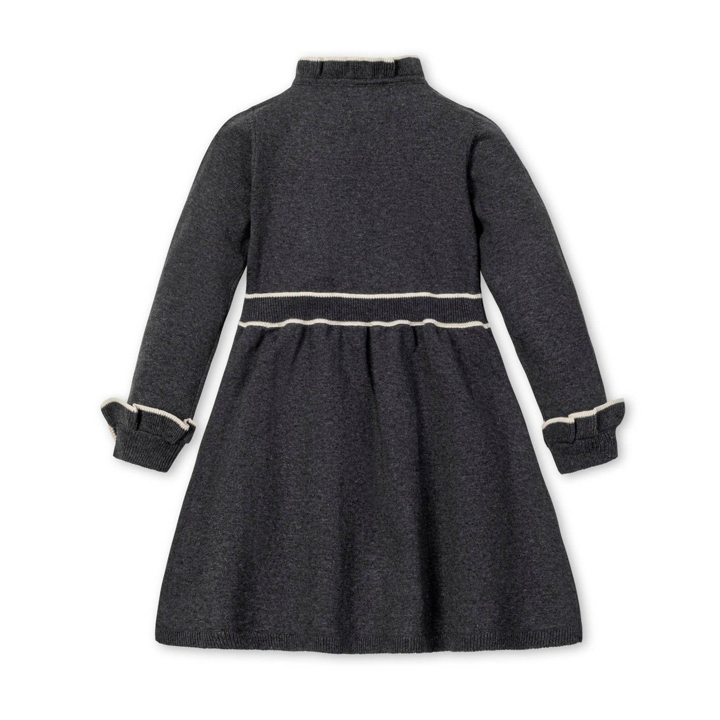 Organic Ruffle Trim Charcoal Heather Sweater Dress