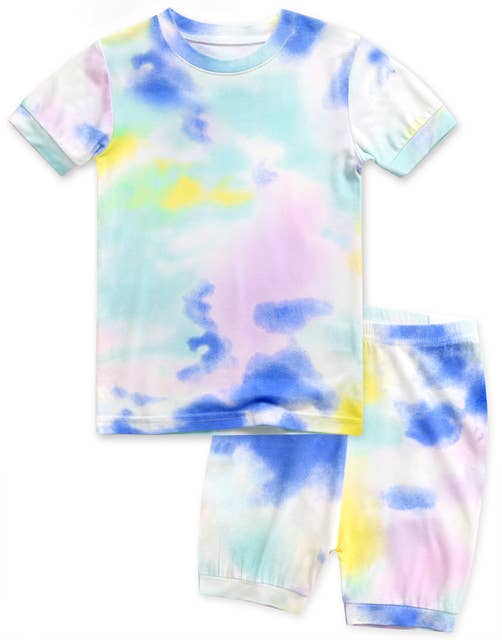 Bamboo Tie Dyeing Blue Yellow Short Sleeve PJs