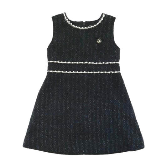 Pearl Trim Textured Dress